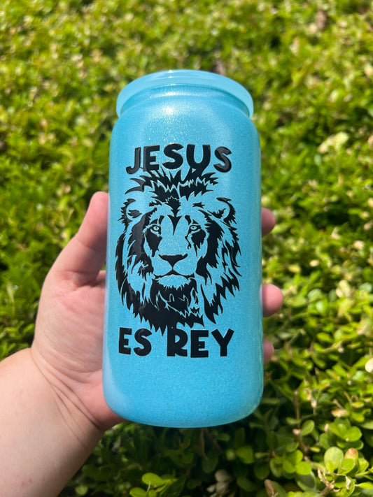 Jesus es Rey Glass Can