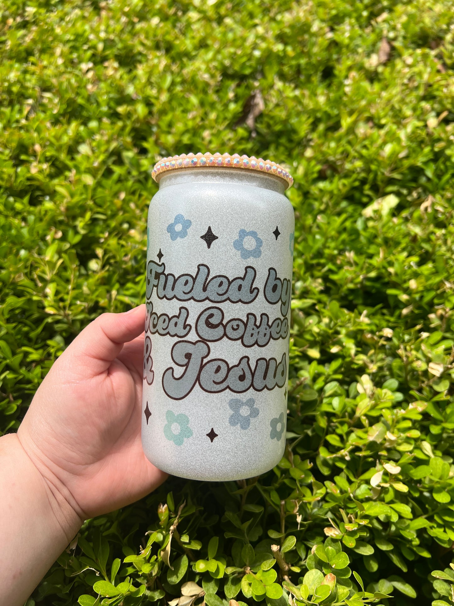Fueled by Iced Coffee & Jesus Glass Can