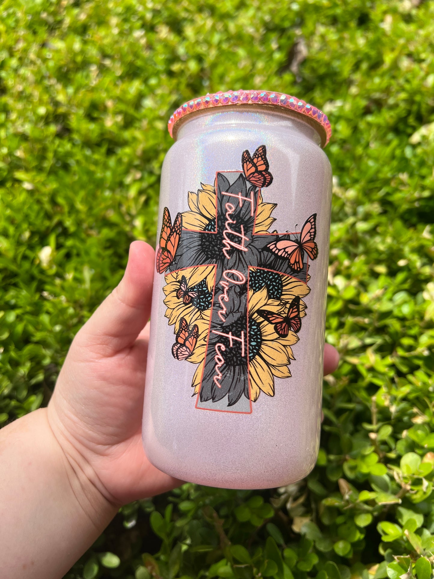 Faith over Fear Glass Can