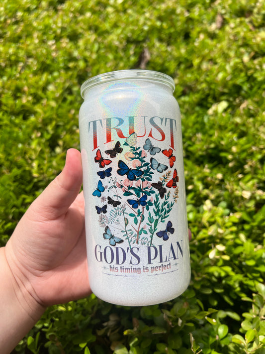 Trust God’s Plan Glass Can